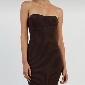DISSH Raven Dark Brown Strapless Knit Dress